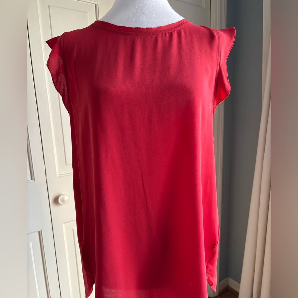LOFT Coral Flutter Sleeve Blouse Small